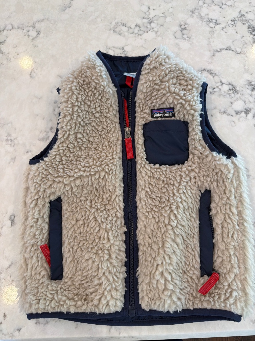 Patagonia Retro-X Kids Vest Sherpa Fleece Navy